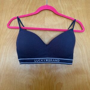 Lucky Brand Bralette, Padded, Navy Blue/Grey Size 36C
